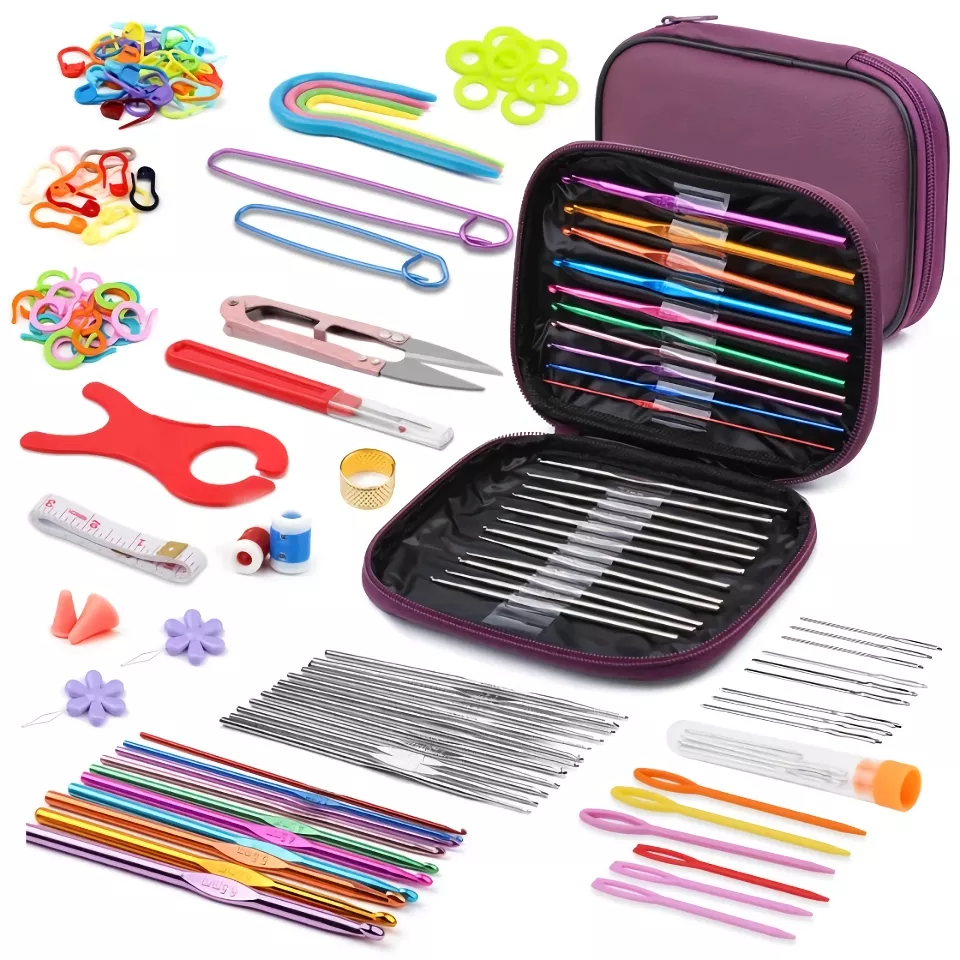 Beginner’s Crochet Kit with Ergonomic Hooks and Storage Case