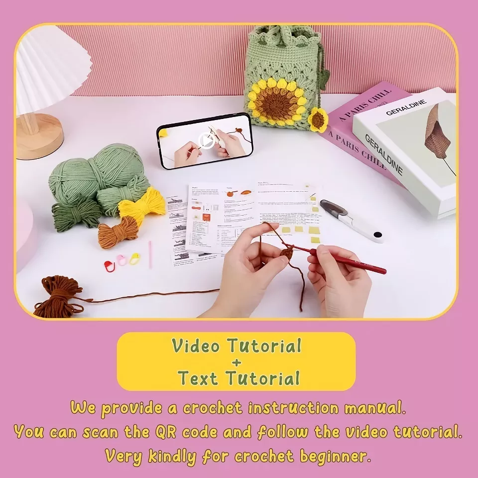 Beginner's Crochet Kit for Flower Bag Design - Image 4