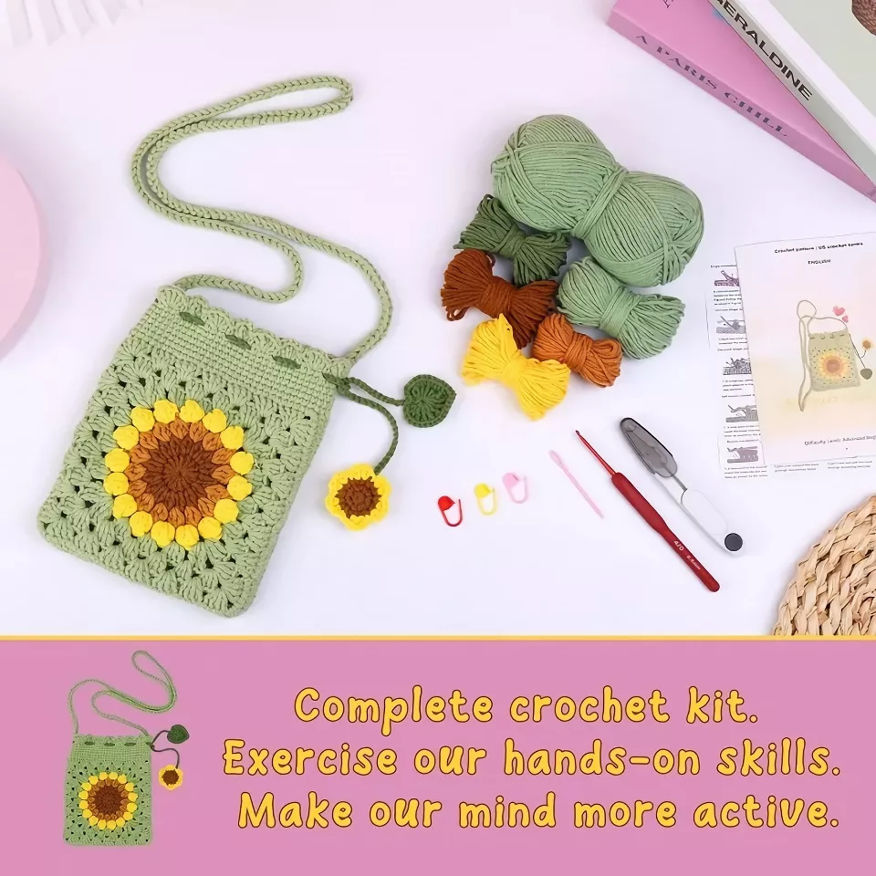 Beginner's Crochet Kit for Flower Bag Design - Image 5