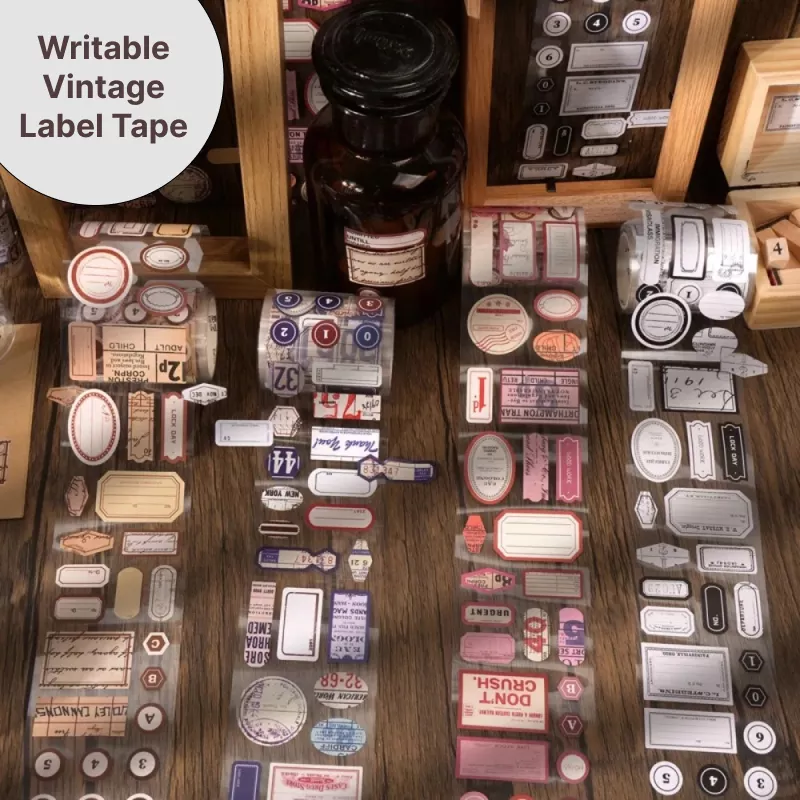 Writable Vintage Label Tape Decorative DIY Stickers - Image 2