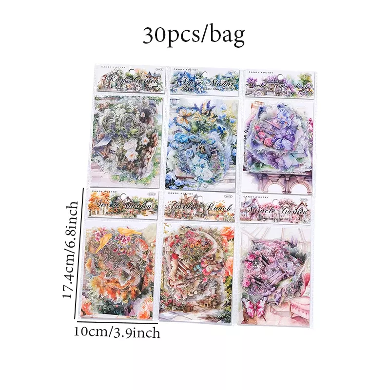 Charming Garden Landscape Stickers – 30 Pieces for DIY Craft & Journals - Image 6