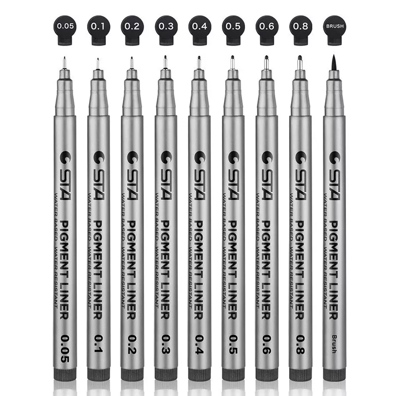 9-Piece Precision Black Pigment Liner Set - Image 3
