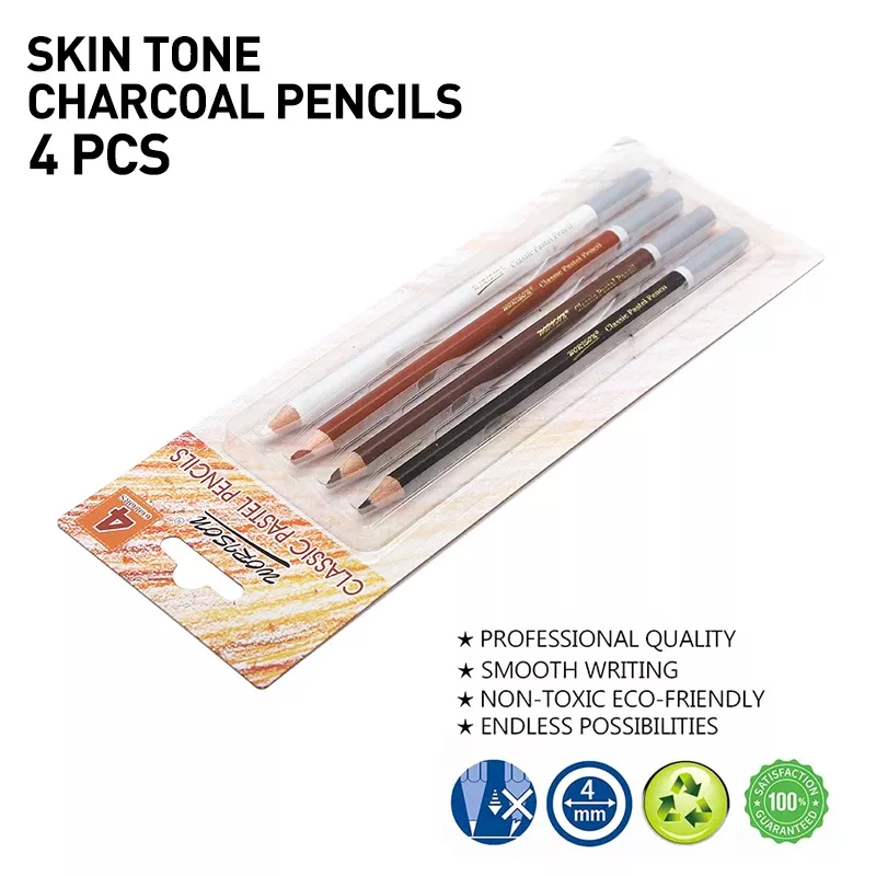 4 Color Charcoal & Soft Pastel Skin Tone Pencils - Image 3