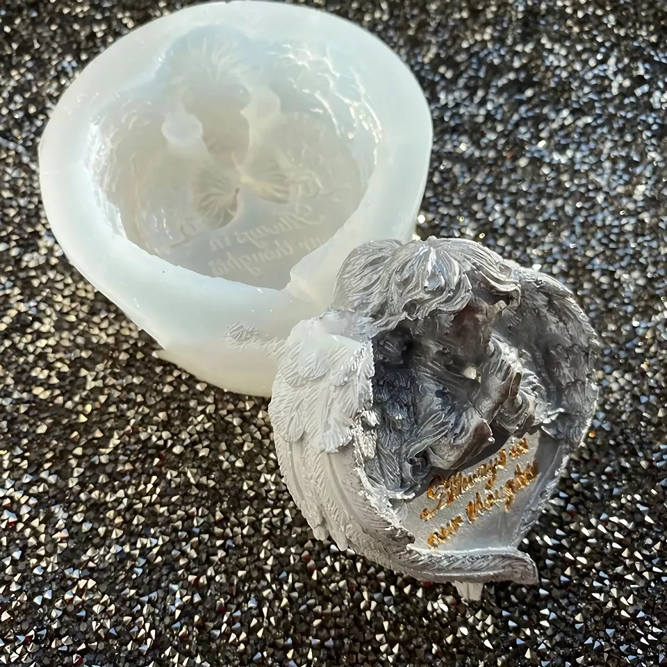 3D Angel Soap Mold with Heart Wings - Silicone Epoxy Mold for DIY Crafts - Image 4