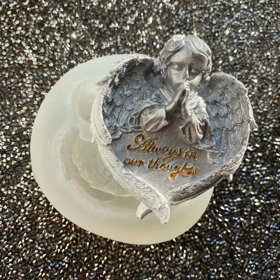 3D Angel Soap Mold with Heart Wings - Silicone Epoxy Mold for DIY Crafts - Image 2