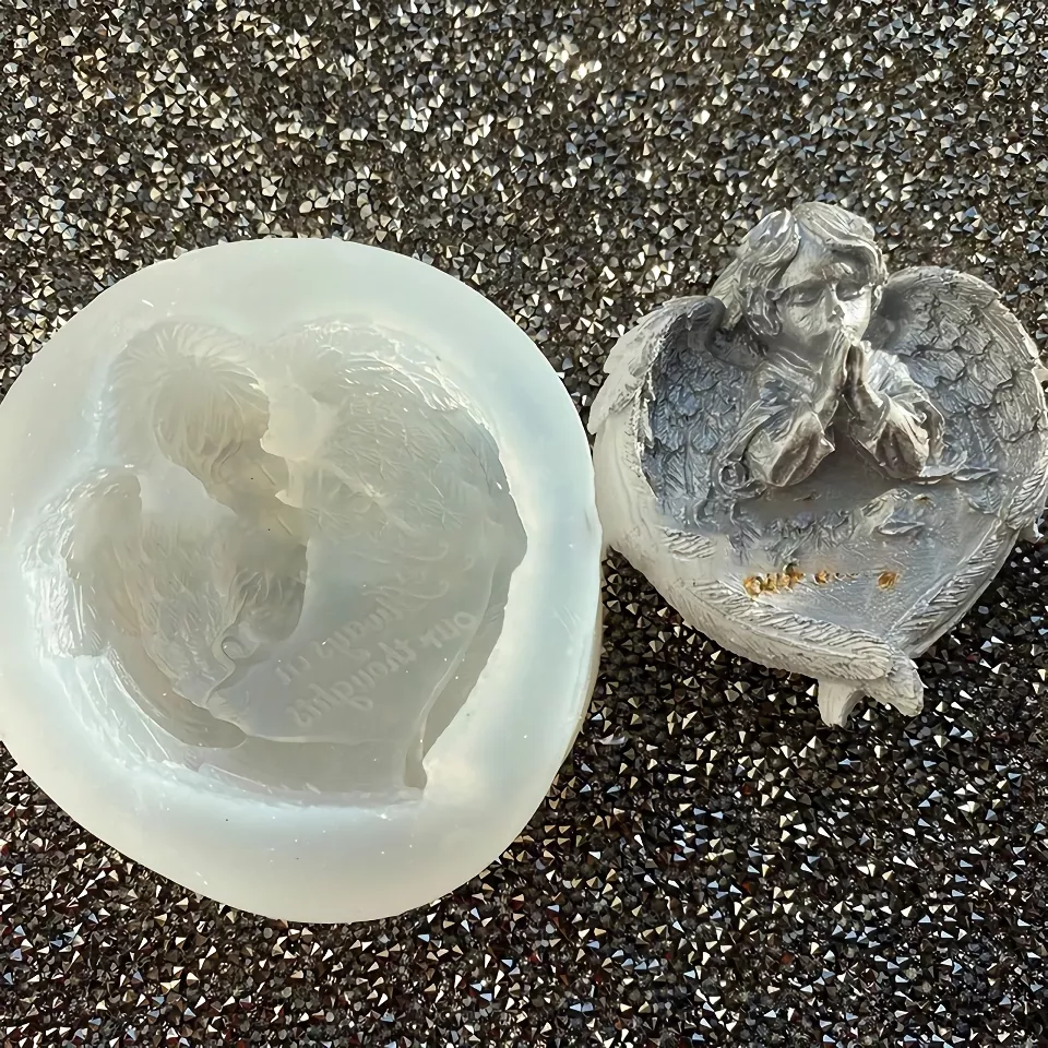 3D Angel Soap Mold with Heart Wings - Silicone Epoxy Mold for DIY Crafts - Image 3