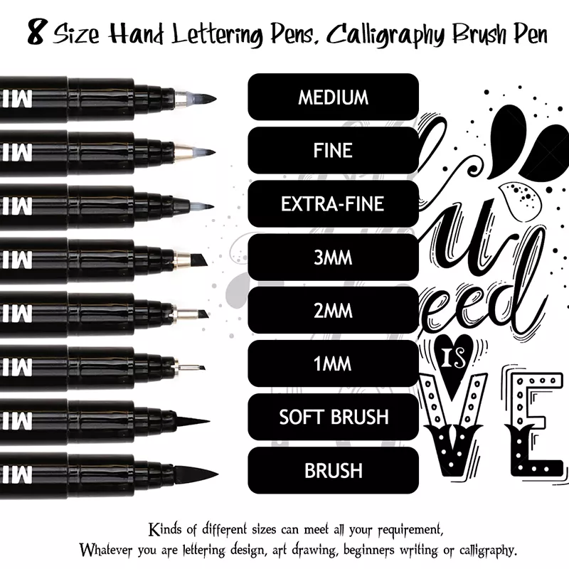 8-Piece Waterproof Hand Lettering and Calligraphy Pen Set – Professional Sketch & Design Markers - Image 6