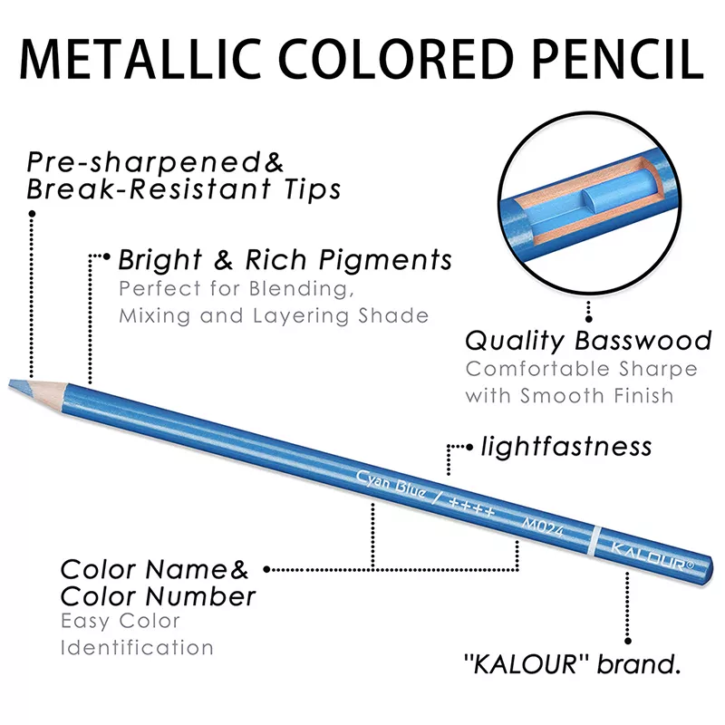 50 Metallic Colored Pencils Set for Artists - Image 4