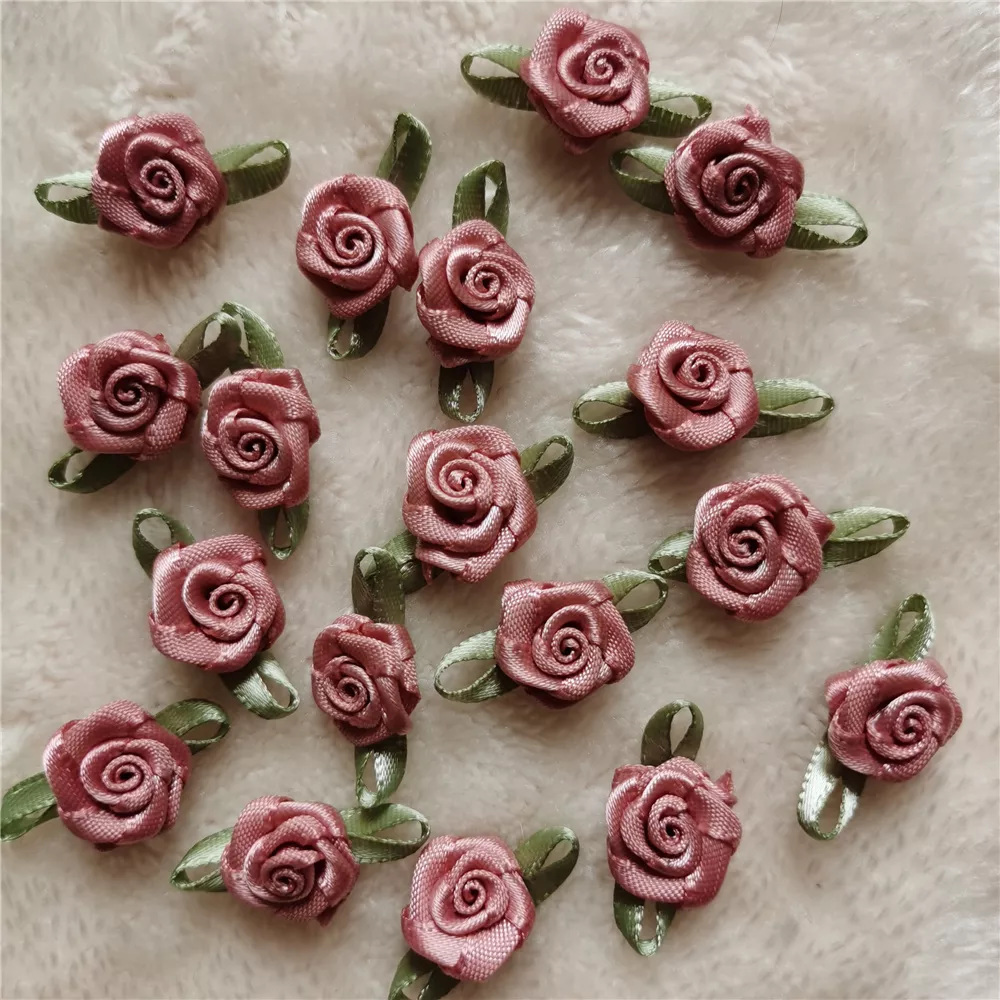 100PCS Mini Satin Ribbon Rose Appliques - Image 5