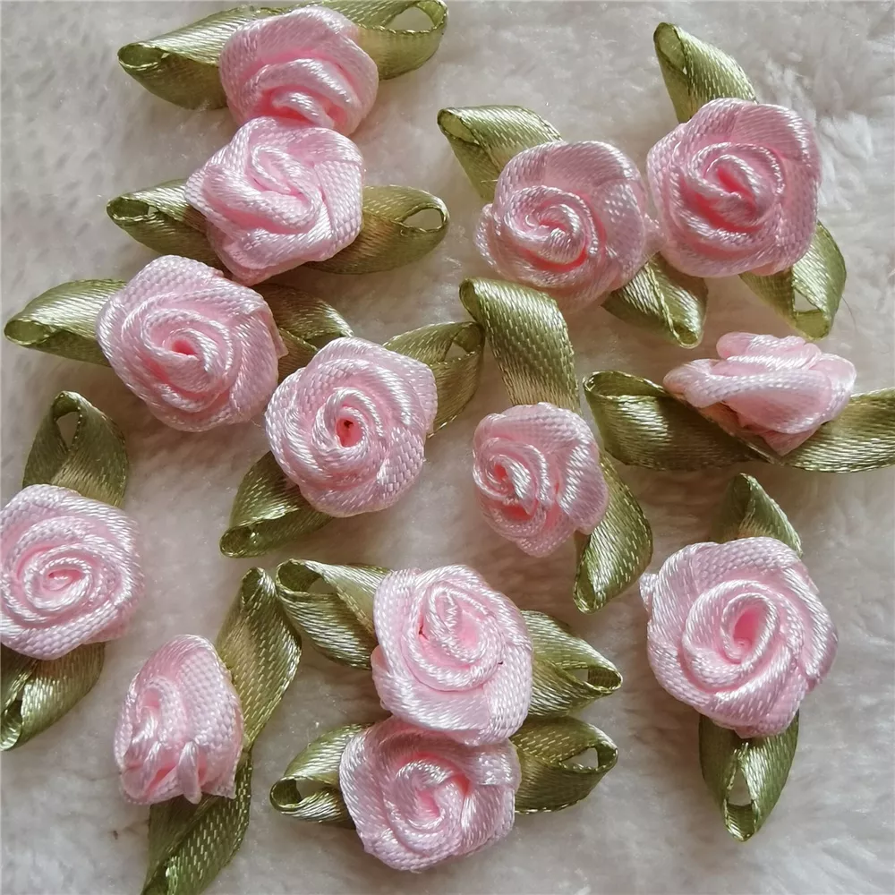 100PCS Mini Satin Ribbon Rose Appliques - Image 6