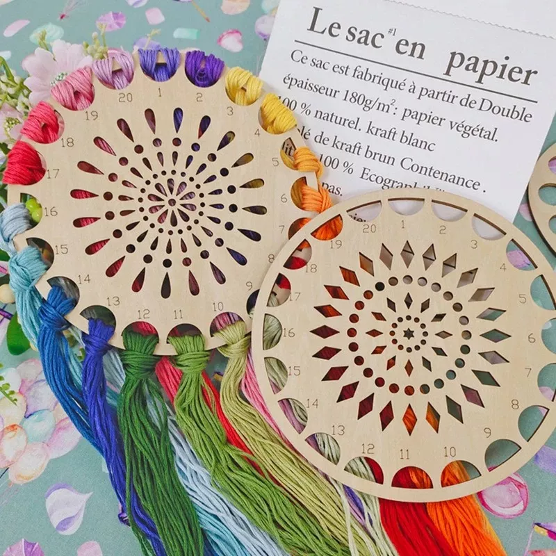 2PCS Wooden Thread Winding Boards DIY Cross-Stitch Yarn Storage Tools - Image 2