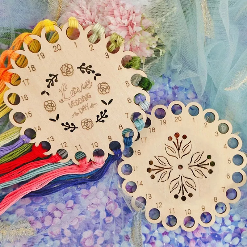 2PCS Wooden Thread Winding Boards DIY Cross-Stitch Yarn Storage Tools - Image 3