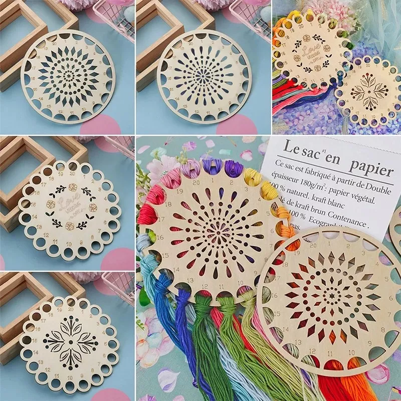 2PCS Wooden Thread Winding Boards DIY Cross-Stitch Yarn Storage Tools - Image 5