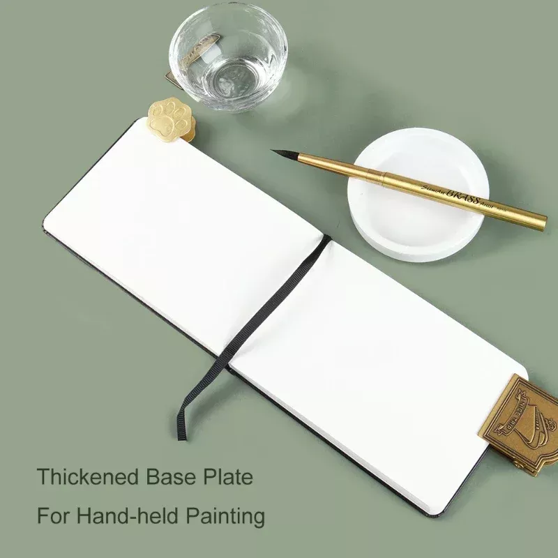 Portable PU Leather Watercolor Notebook - 300g, Coarse Grain, Wood Pulp Paper - Image 3