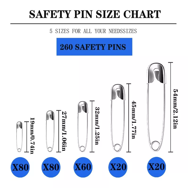 260Pcs Assorted Safety Pins Set for Sewing and Crafting - Image 6
