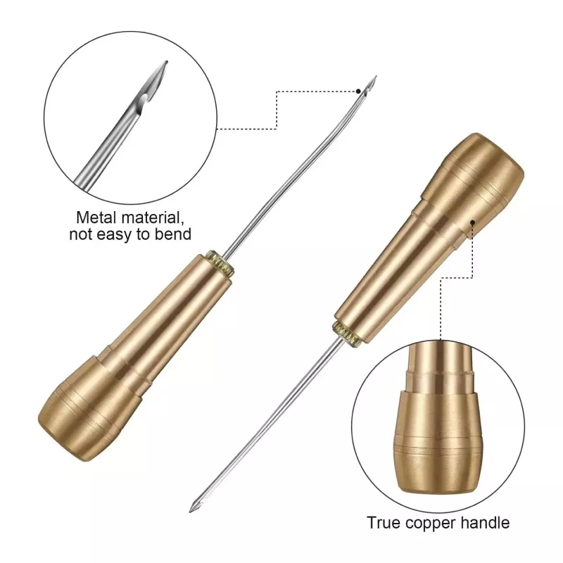 DIY Leather Sewing Kit with Copper Handle and Thread - Image 4