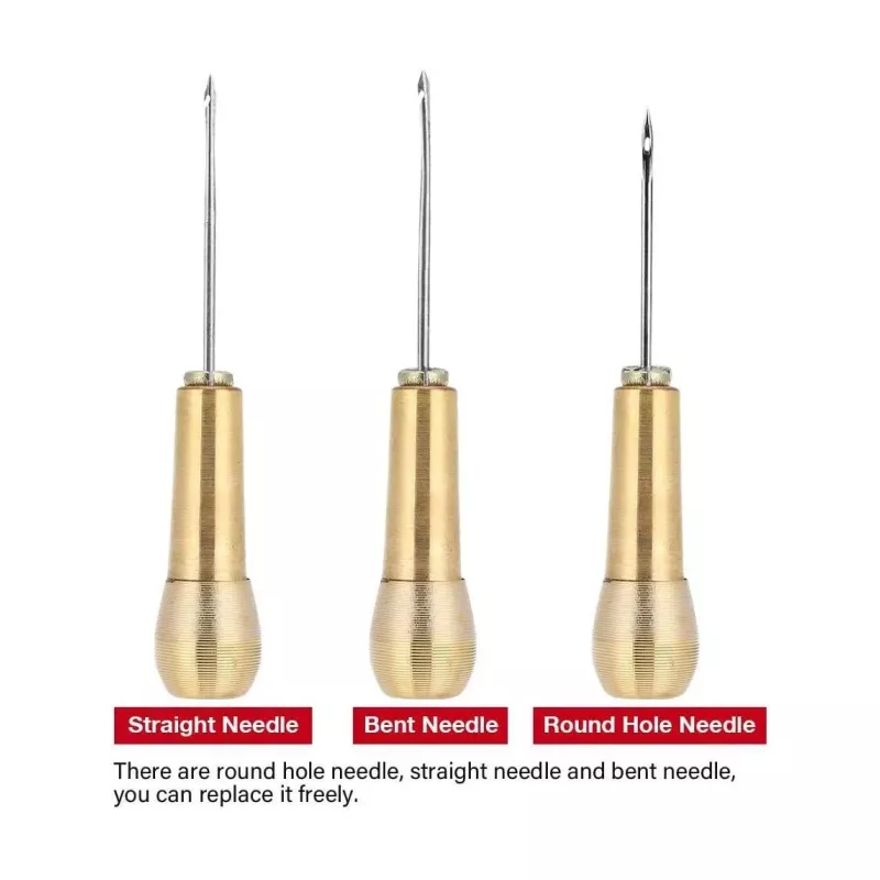 DIY Leather Sewing Kit with Copper Handle and Thread - Image 3