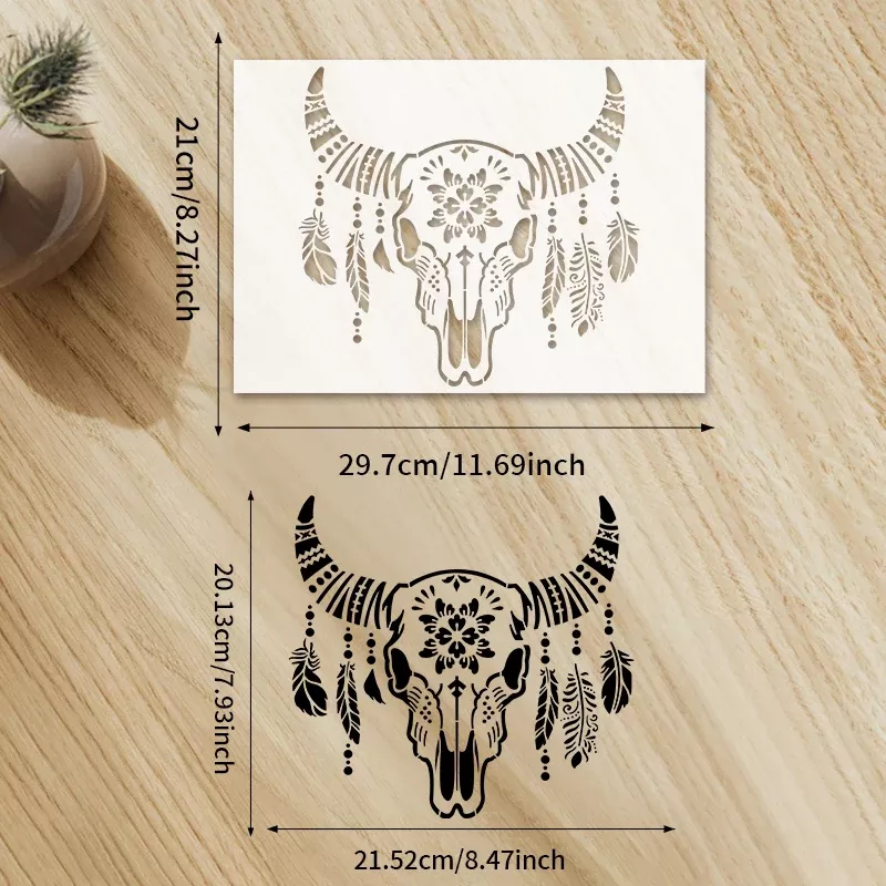 Reusable Feather Flower Ox Head DIY Drawing Templates for Crafting - Image 6