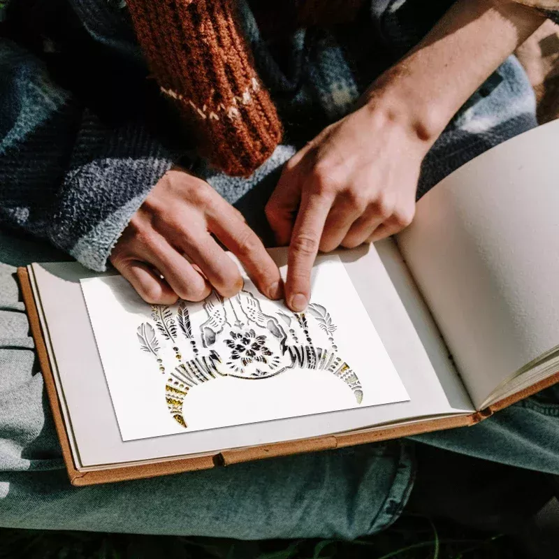 Reusable Feather Flower Ox Head DIY Drawing Templates for Crafting - Image 4