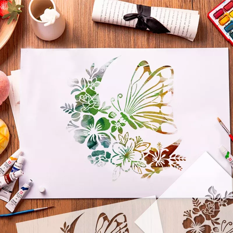 Butterfly Flower Moon DIY Template for Creative Painting - Image 3