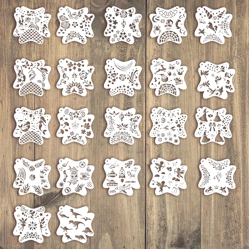 22pcs Painted Hollow Templates for Creative Facial Art and Makeup - Image 2