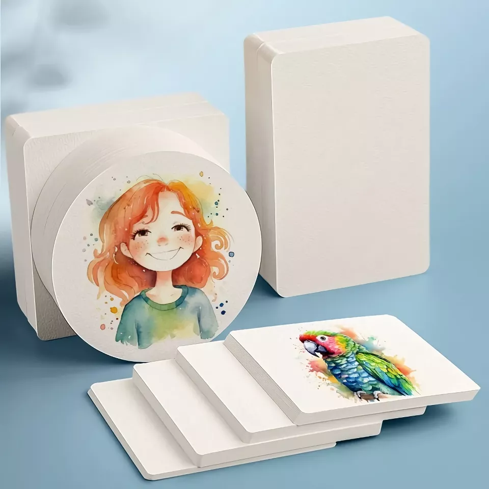 50 Sheets of Square & Round Watercolor Paper for Artists - Image 5