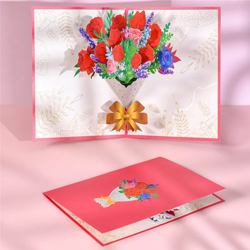 3D Pop-Up Floral Greeting Card - Stunning Handmade Flower Card - Image 3