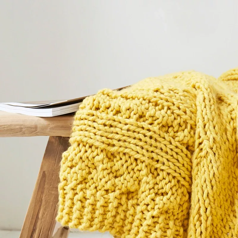 Handmade Knit Throw Blanket with Tassels - Image 6