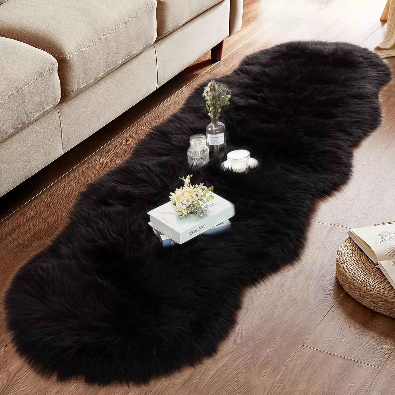White Faux Sheepskin Fuzzy Rug - Image 2