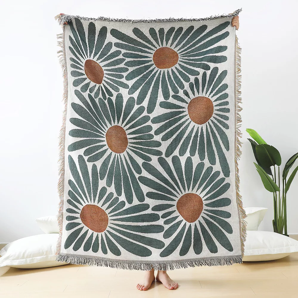 Floral Cotton Throw Blanket - Versatile Home Décor & Outdoor Accessory, 50"x60" - Image 2