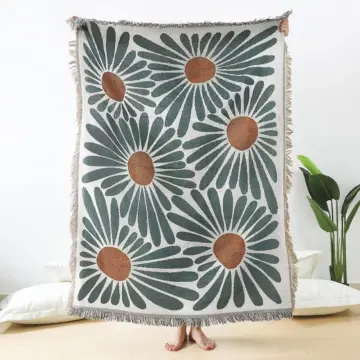 Floral Cotton Throw Blanket - Versatile Home Décor & Outdoor Accessory, 50"x60"