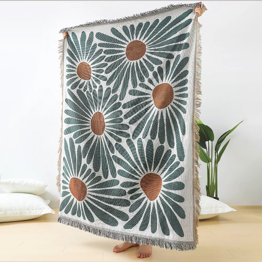 Floral Cotton Throw Blanket - Versatile Home Décor & Outdoor Accessory, 50"x60" - Image 4