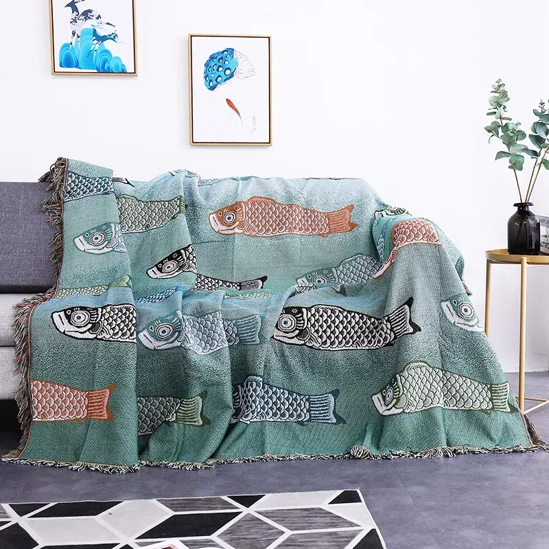 Modern Koi Fish Pattern Throw Blanket - Soft, Stylish, and Dust-Proof - Image 2