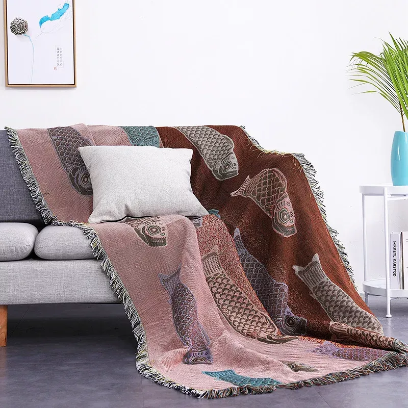 Modern Koi Fish Pattern Throw Blanket - Soft, Stylish, and Dust-Proof - Image 3
