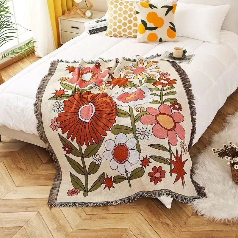 Sunflower Woven Throw Blanket – Cozy Minimalist Home Decor & Outdoor Mat - Image 3