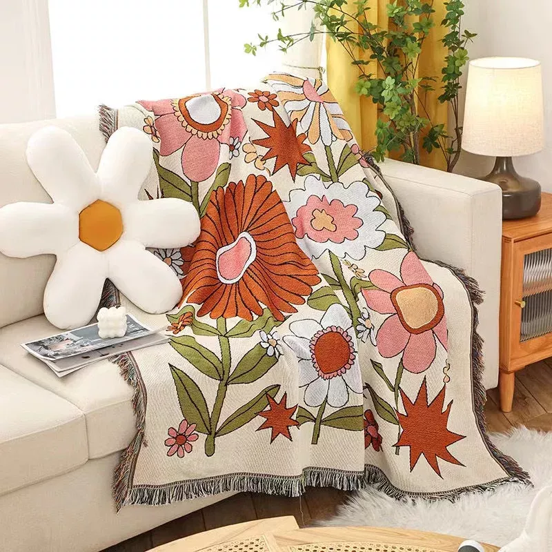 Sunflower Woven Throw Blanket – Cozy Minimalist Home Decor & Outdoor Mat - Image 4