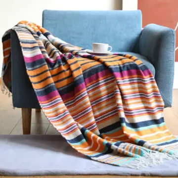 Colorful Bohemian Striped Throw Blanket - Soft, Comfy, Versatile for Summer