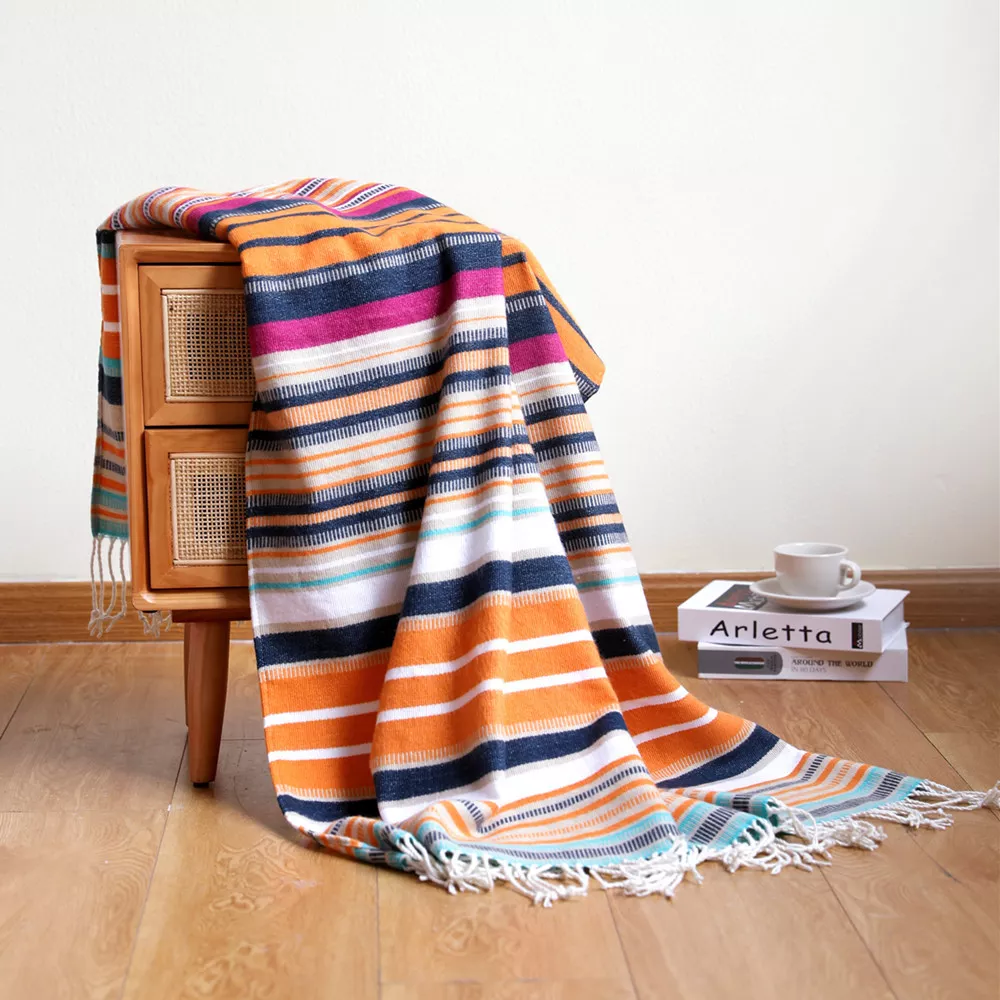 Colorful Bohemian Striped Throw Blanket - Soft, Comfy, Versatile for Summer - Image 5