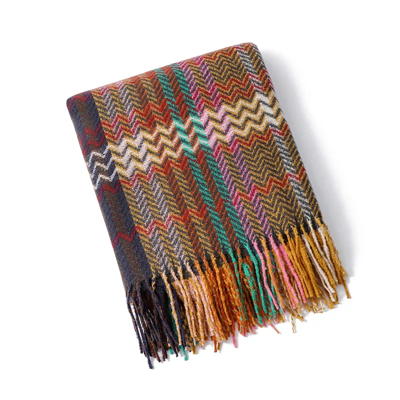 Ethnic Style Woven Sofa Blanket with Wavy Tassels - Cozy Shawl Throw Blanket for Home and Outdoor Use - Image 7