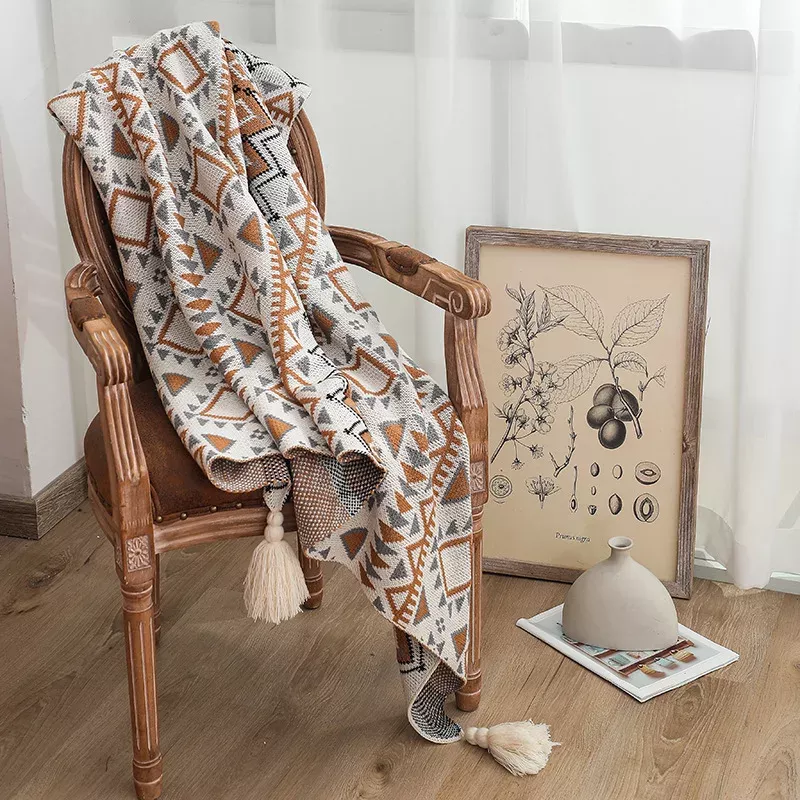 Bohemian Navajo Sun Knitted Throw Blanket - Air Conditioning Sofa Cover & Winter Bedspread - Image 3