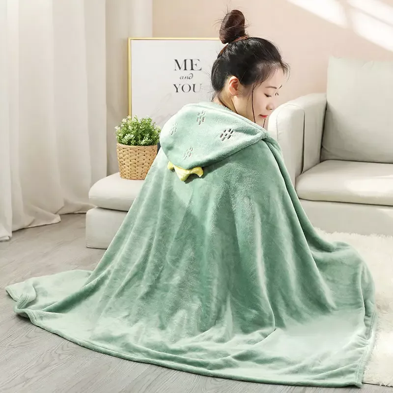 Cozy Cartoon Hooded Blanket - Wearable Coral Velvet Throw for Adults & Kids - Image 6