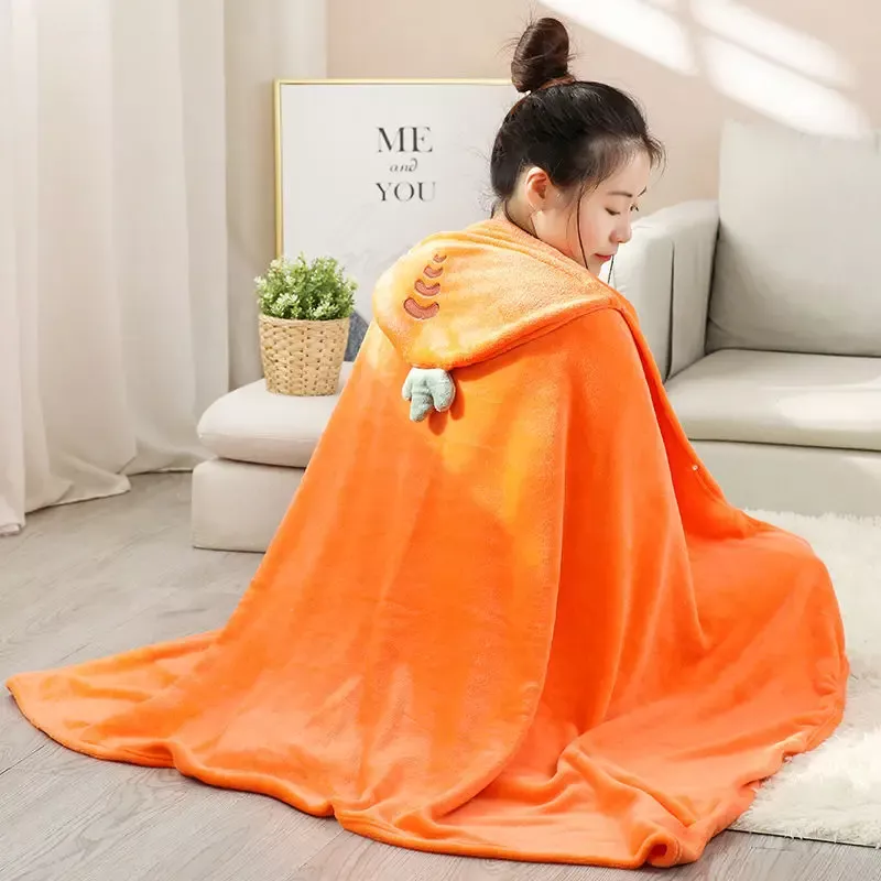 Cozy Cartoon Hooded Blanket - Wearable Coral Velvet Throw for Adults & Kids - Image 7