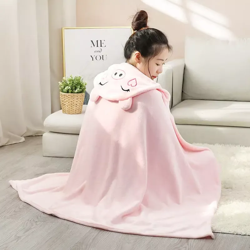Cozy Cartoon Hooded Blanket - Wearable Coral Velvet Throw for Adults & Kids - Image 5