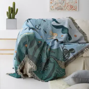 Nordic Style Mermaid Pattern Throw Blanket