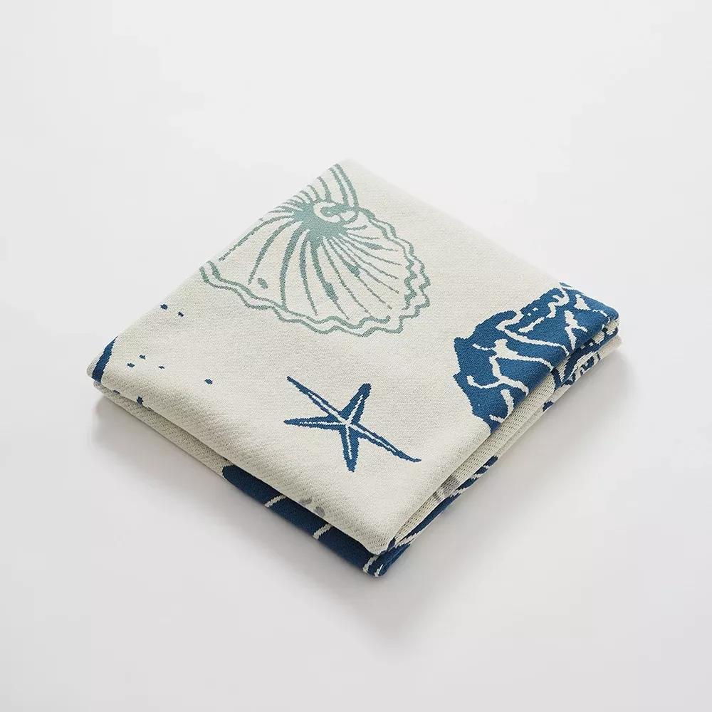 Coastal Ocean Cotton Knit Throw Blanket - Image 5