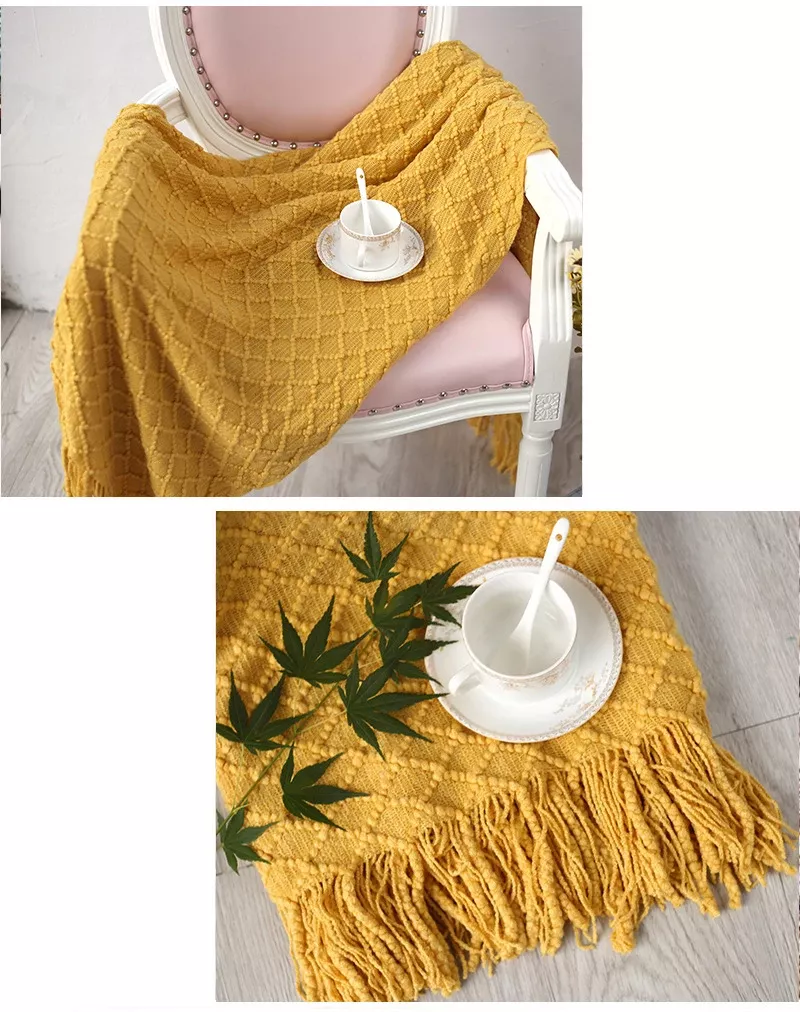 Knitted Throw Blanket with Tassels - Image 7