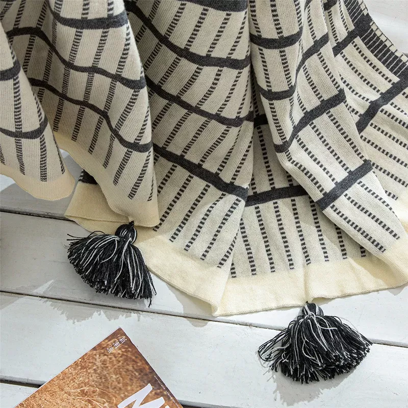 Sofa Knit Throw Blanket with Tassels - Image 5