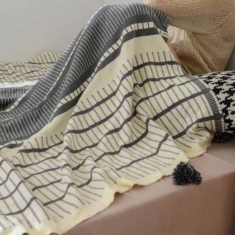 Sofa Knit Throw Blanket with Tassels - Image 6