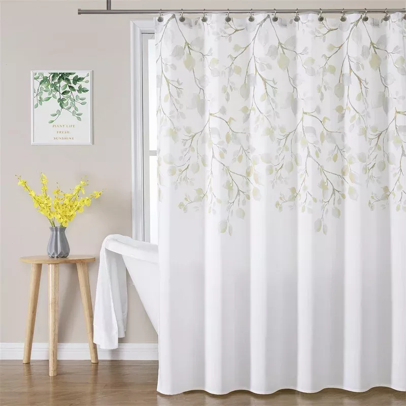 Blue Floral Waterproof Shower Curtain Liner - Image 4