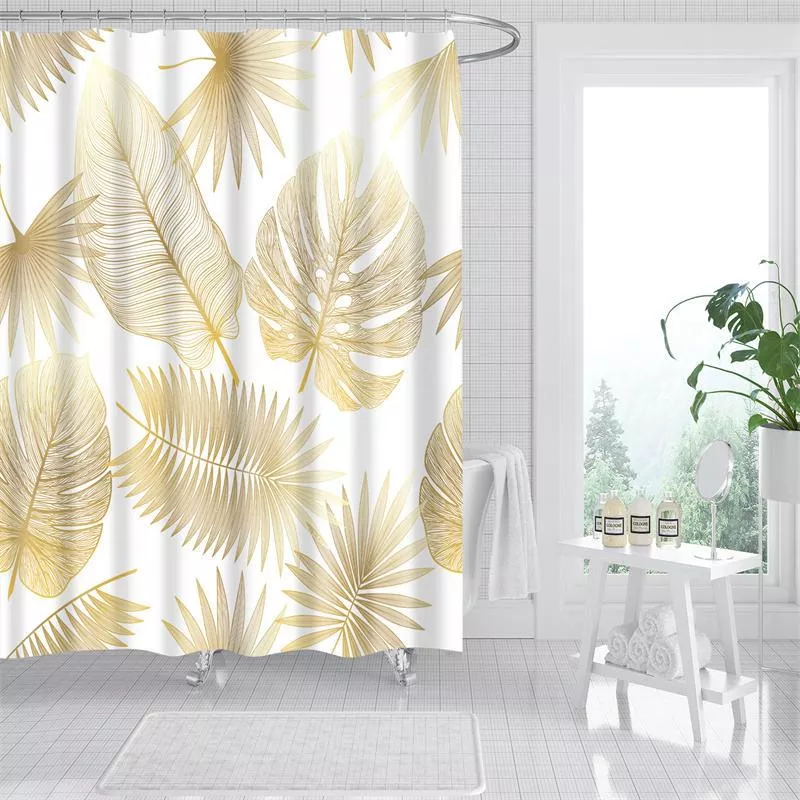 Elegant Tropical Leaf Shower Curtain Set